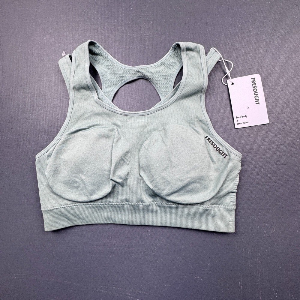 Fresought Women's Medium Mint Green Seamless Racerback Sports Bra Workout NWT